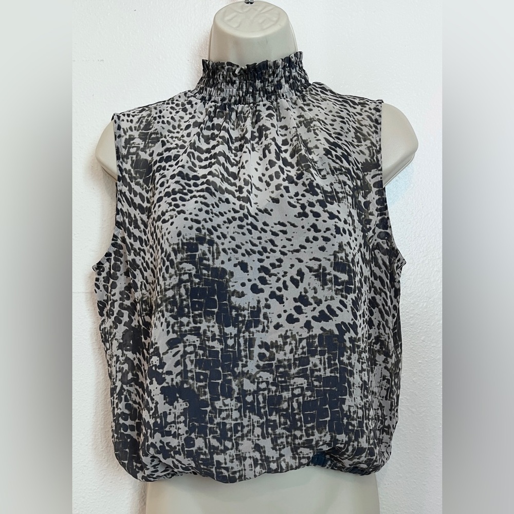 Express Women's Small Black and Gray Cheetah Print Sleeveless Top